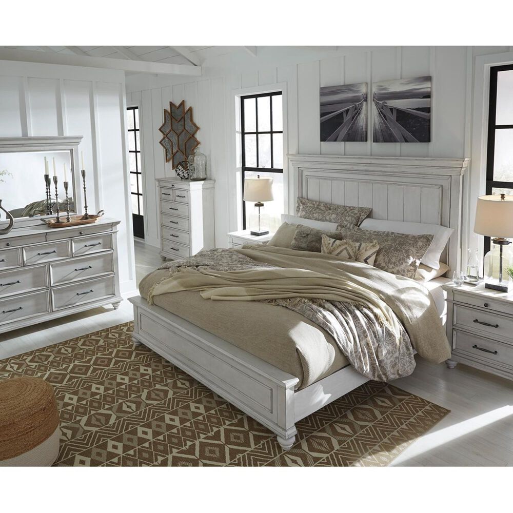 Signature Design by Ashley Kanwyn King Panel Bed in Distressed Whitewash, , large