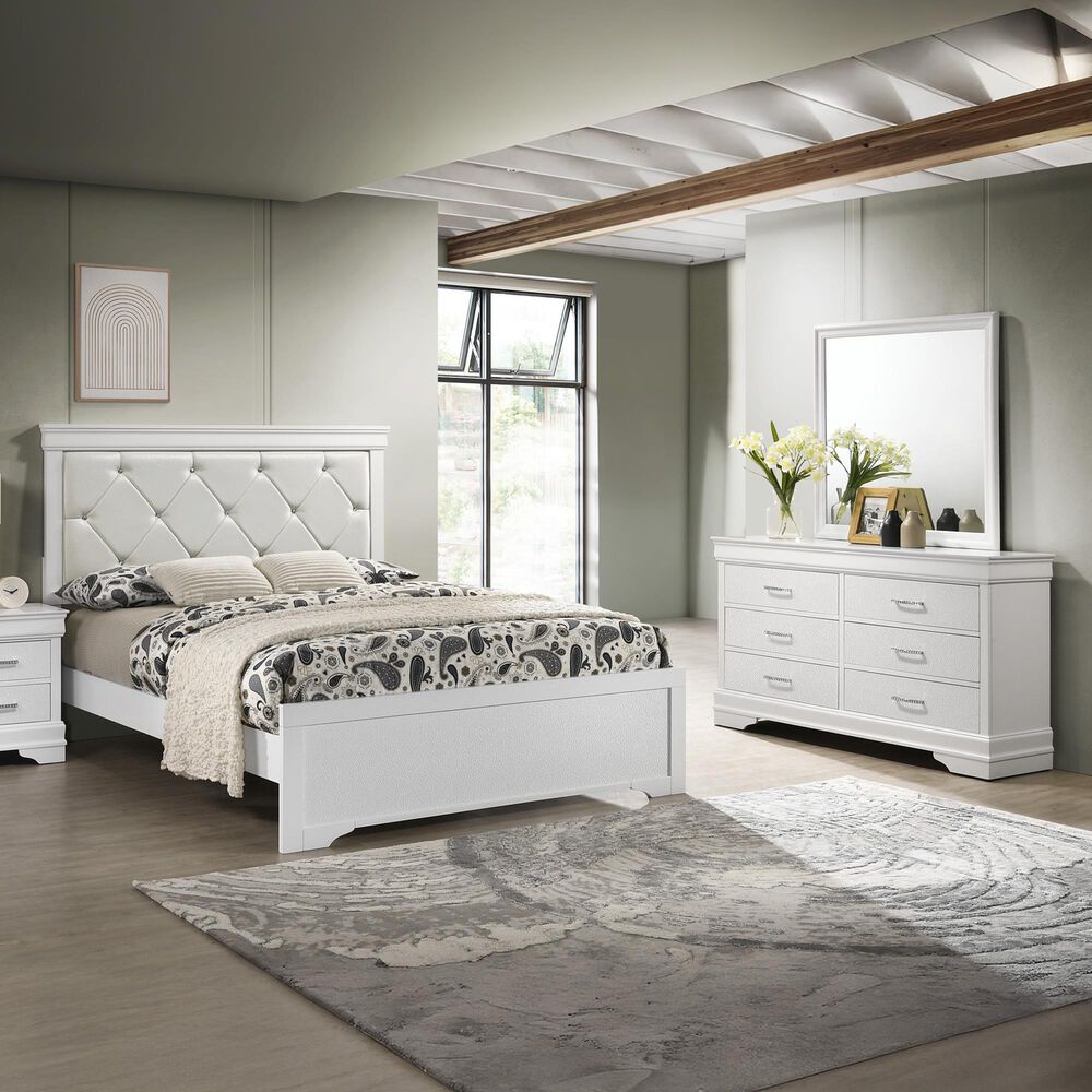Crown Mark Amalia Dresser Mirror in White, , large