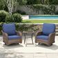 Sunwell Garden 3-Piece Patio Swivel Glider Set with 31.5" High Roll-Arm Chair in Navy, , large