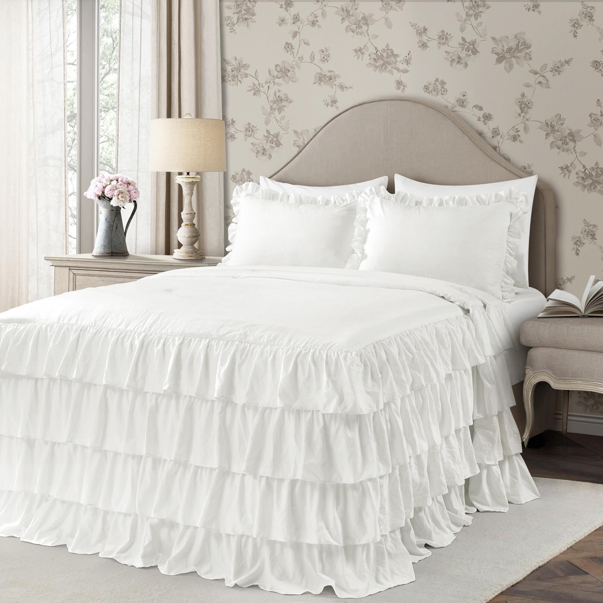 White ruffle skirt on sale 3 piece bedspread set