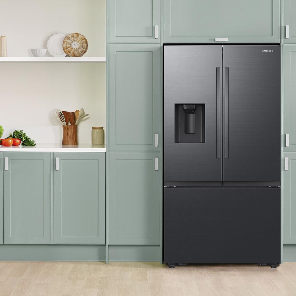Samsung 31 Cu. Ft. Mega Capacity 3-Door French Door Refrigerator in Matte Black Steel, , large