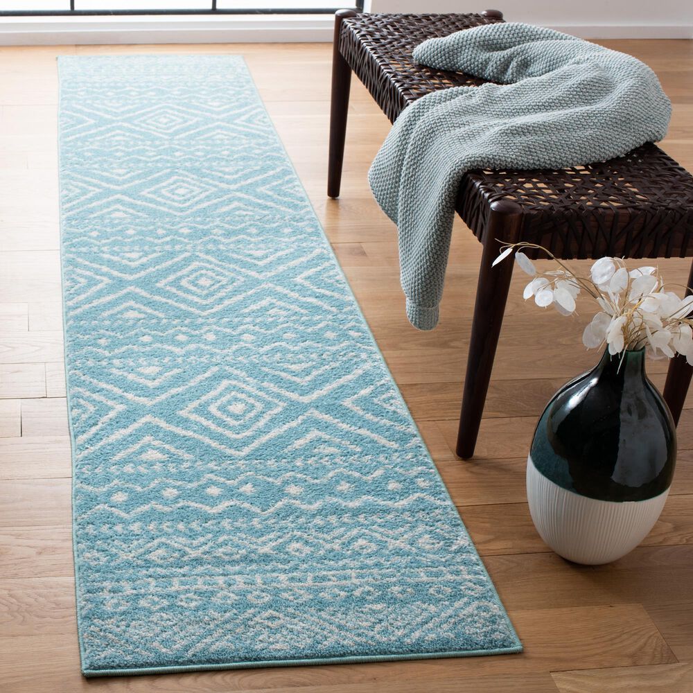 Safavieh Tulum 2&#39; x 9&#39; Turquoise and Ivory Runner, , large