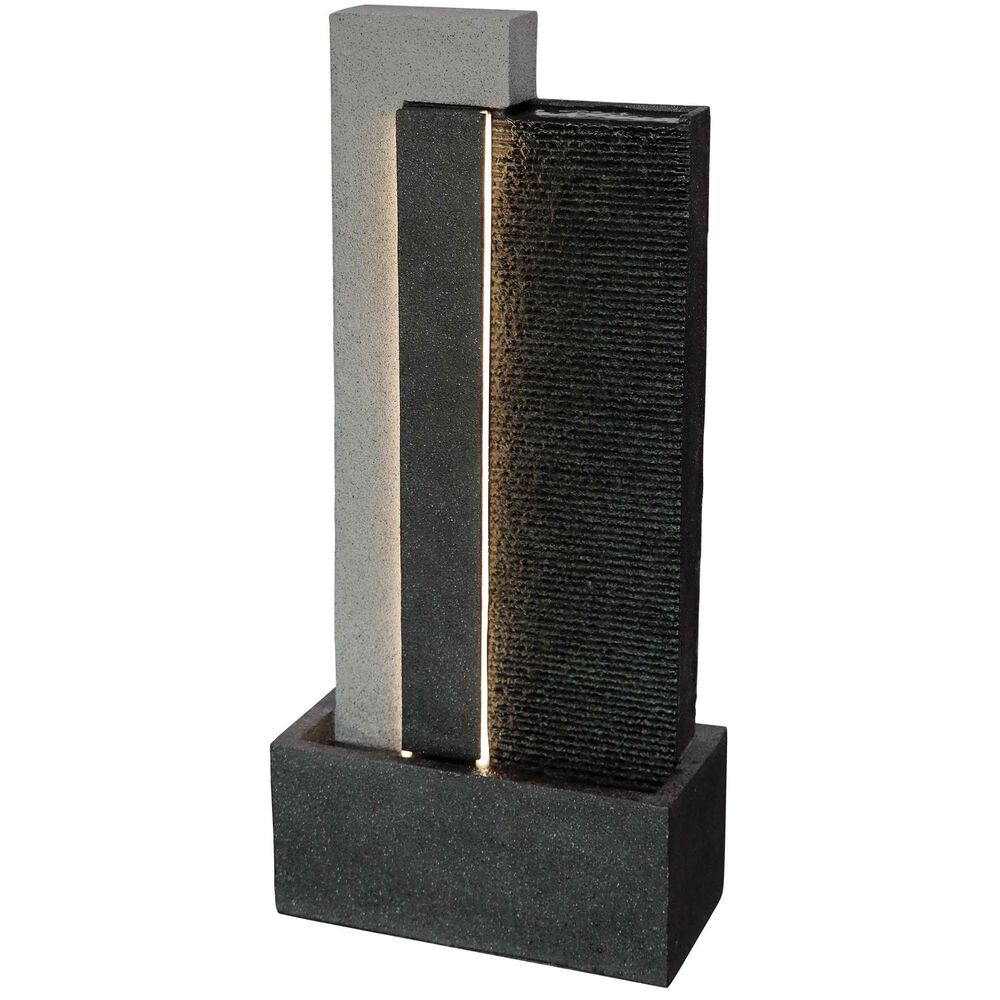 Alfresco Home Torre Resin Fountain with Lights in Black, , large