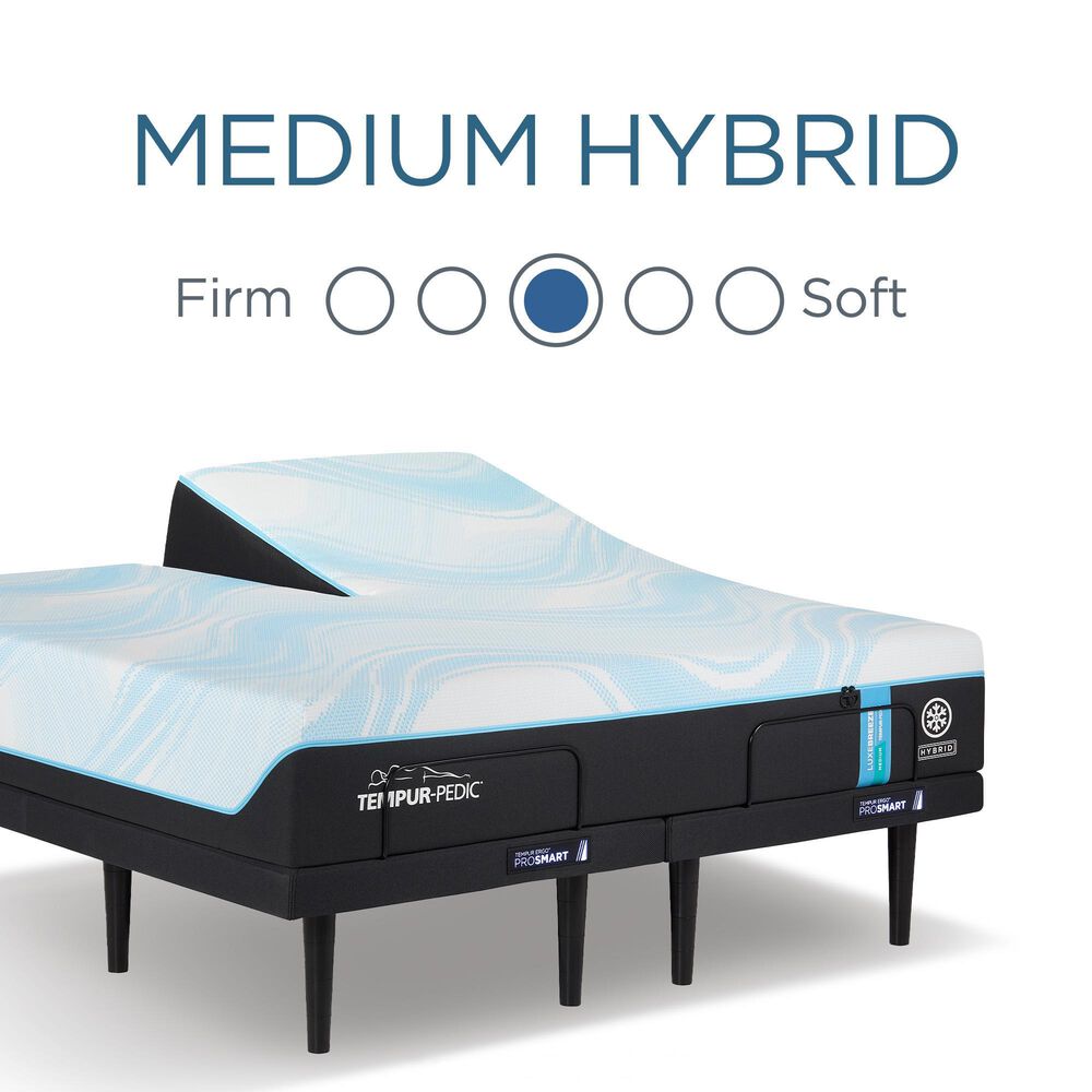 Tempur-Pedic LuxeBreeze 2.0 Medium Hybrid Flex Head King Mattress with 2 Twin XL Ergo ProSmart Adjustable Bases, , large