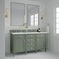 James Martin Vanities Brittany 60" Double Bathroom Vanity in Smokey Celadon with 3 cm Ethereal Noctis Quartz Top and Rectangular Sinks, , large
