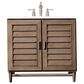 James Martin Vanities Portland 36" Single Bathroom Vanity in Whitewashed Walnut with 3 cm White Zeus Quartz Top and Rectangular Sink, , large
