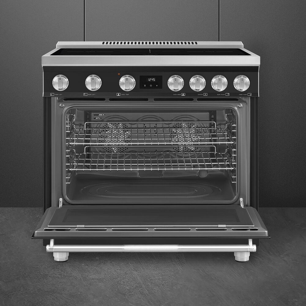 SMEG 4.45 Cu. Ft. Freestanding Electric Range in Matt Black, , large