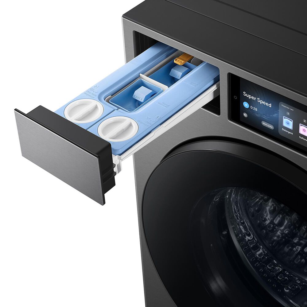 SAMSUNG Bespoke 5.3 Cu. Ft. Front Load Washer and 7.6 Cu. Ft. Front Load Gas Dryer in Dark Steel, , large