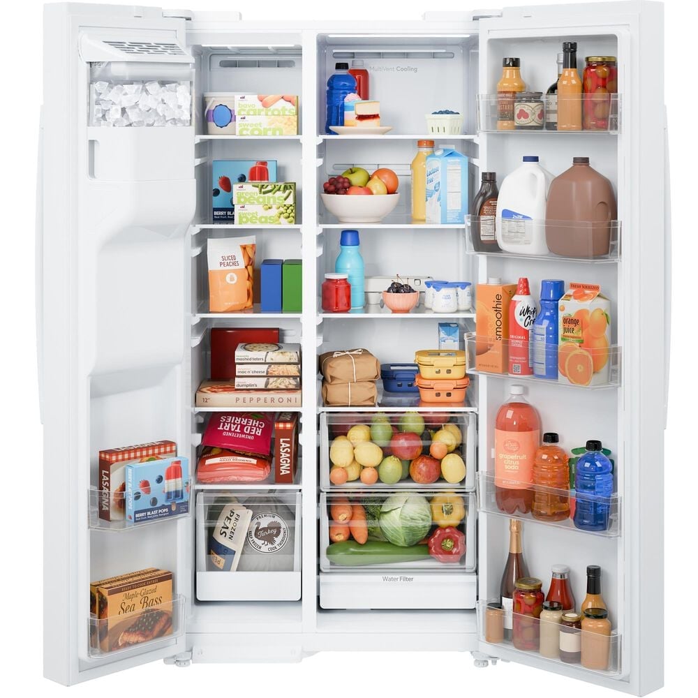 GE Appliances 24 Cu. Ft. Counter-Depth Side-By-Side Refrigerator with Extra Tall Dispenser and Energy Star in White, , large