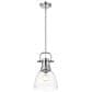 Golden Lighting Duncan 1-Light Small Pendant with Rod and Clear Shade in Chrome, , large
