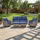 Sunwell Garden 30"H 3-Seater Outdoor Sofa with Navy Cushions in Gray, , large