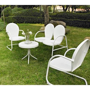Crosley Furniture Griffith Loveseat and 2 Chairs with Side Table in White, , large