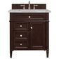 James Martin Vanities Brittany 30" Single Bathroom Vanity in Burnished Mahogany with 3 cm Victorian Silver Quartz Top and Rectangular Sink, , large
