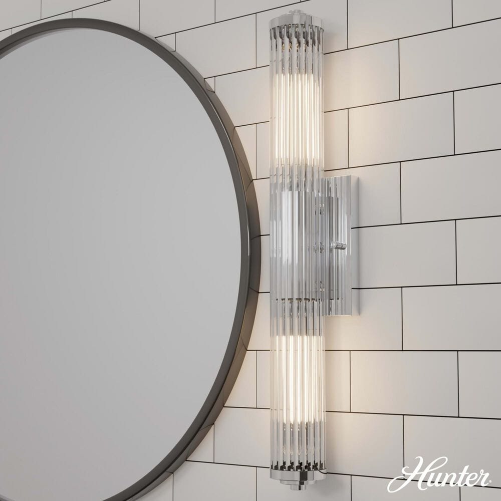 Hunter Holly Grove 24&quot; 2-Light Vanity with Clear Shade in Chrome, , large