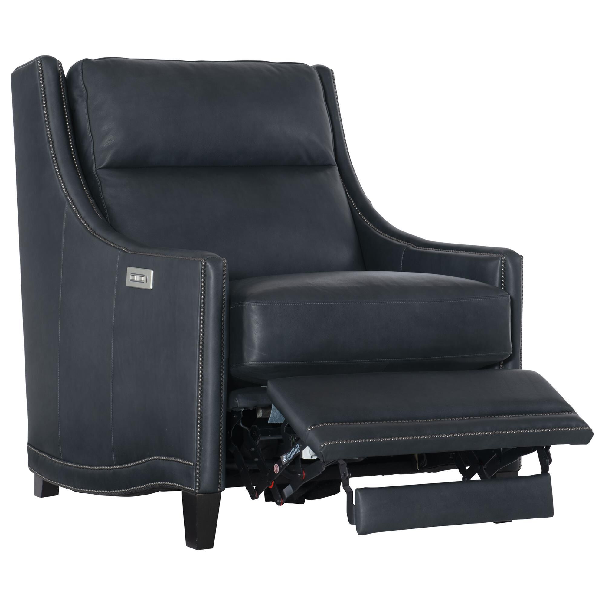 Bernhardt Richmond Leather Power Motion Chair in Blue Gray NFM
