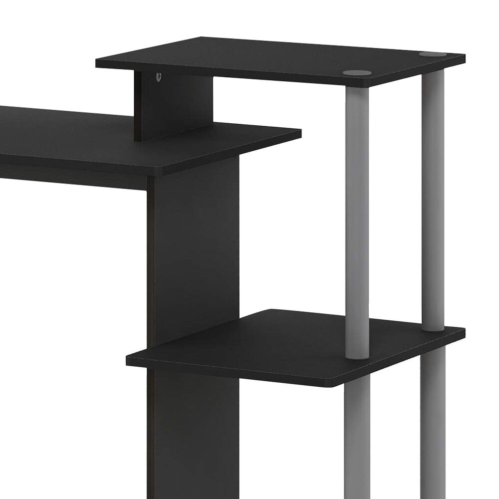 HOMLUX 40" Computer Desk with Open Side Shelves in Black and Grey, , large