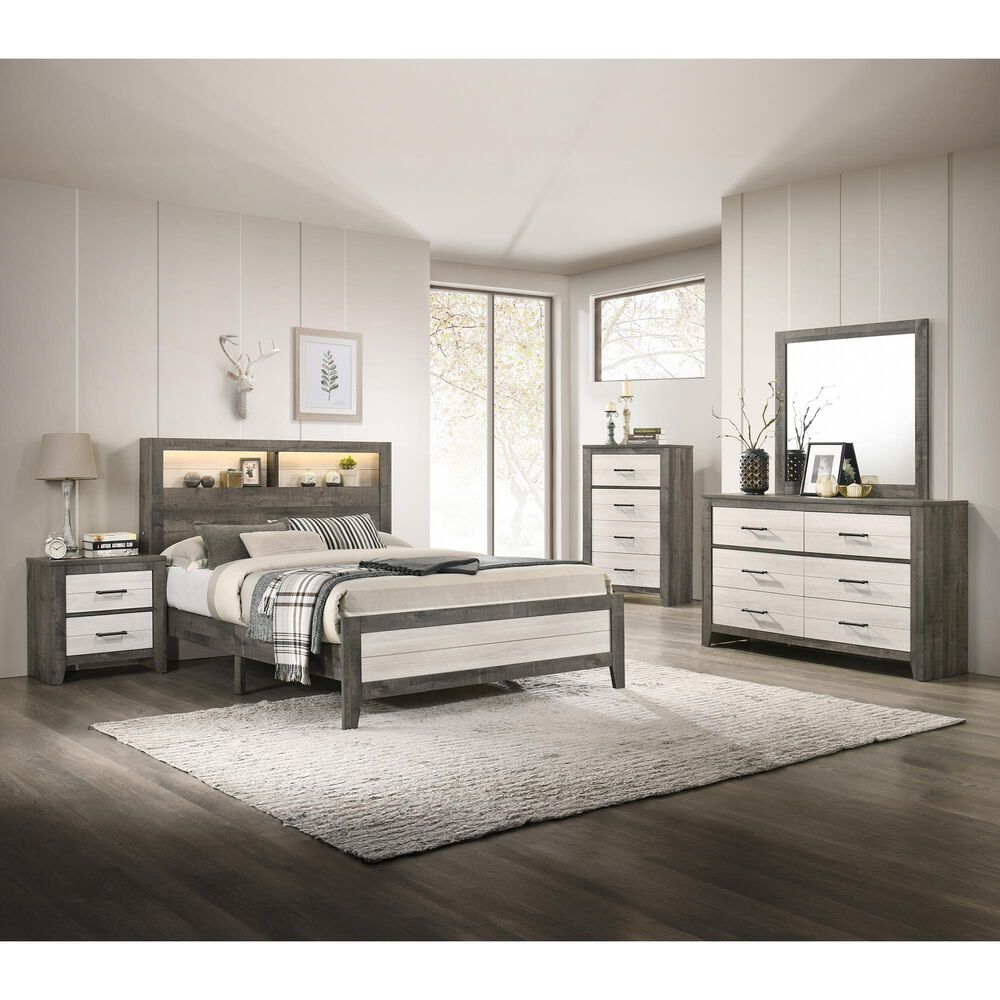Crown Mark Rhett 3-Piece Queen Platform Bedroom Set in Gray and White, , large