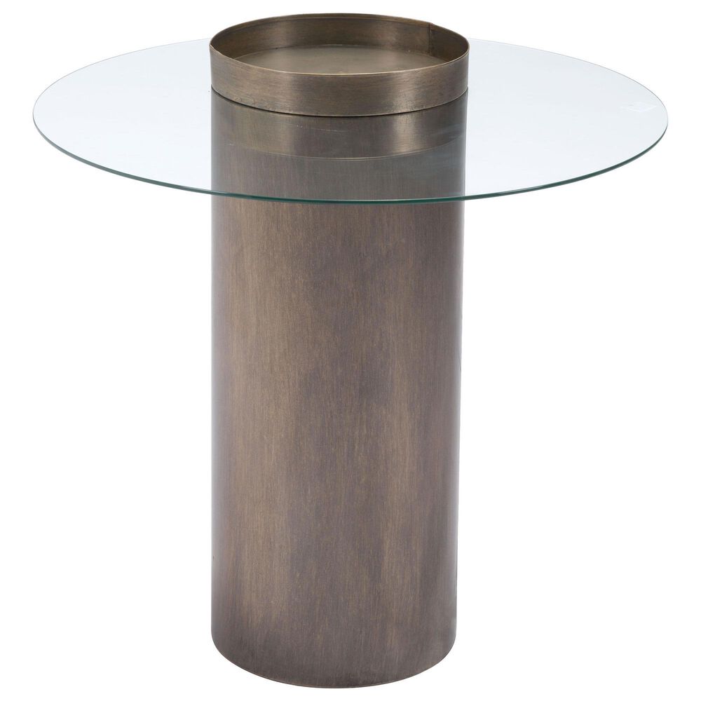 Zuo Modern Emi End Table in Antique Gold and Glass, , large