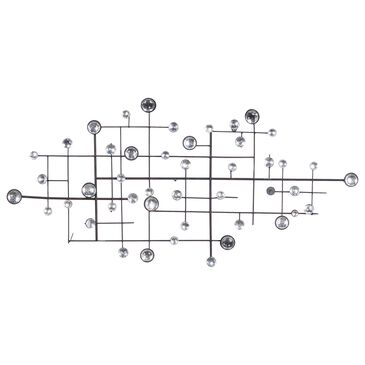 Maple and Jade 20" x 42" Glam Abstract Wall Decor in Matte Taupe and Silver, , large