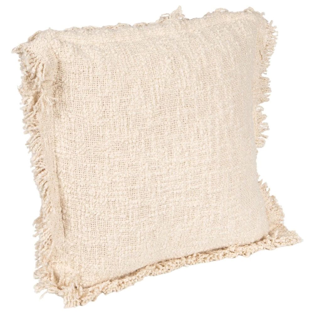 Teak Interiors 20" x 20" Throw Pillow with Fringe and Flanged Edge in Natural, , large