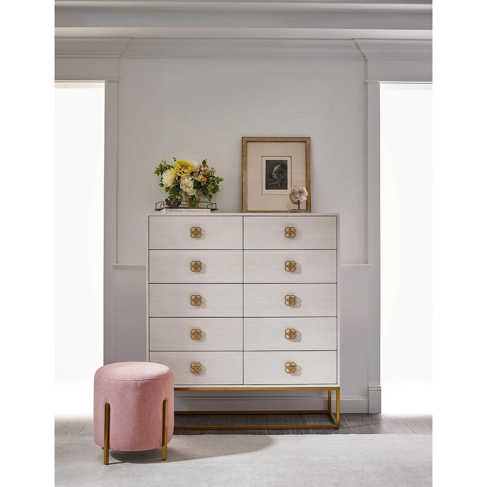 Furniture Worldwide Love Joy Bliss Peony 10 Drawer Chest in Alabaster and Soft Gold, , large