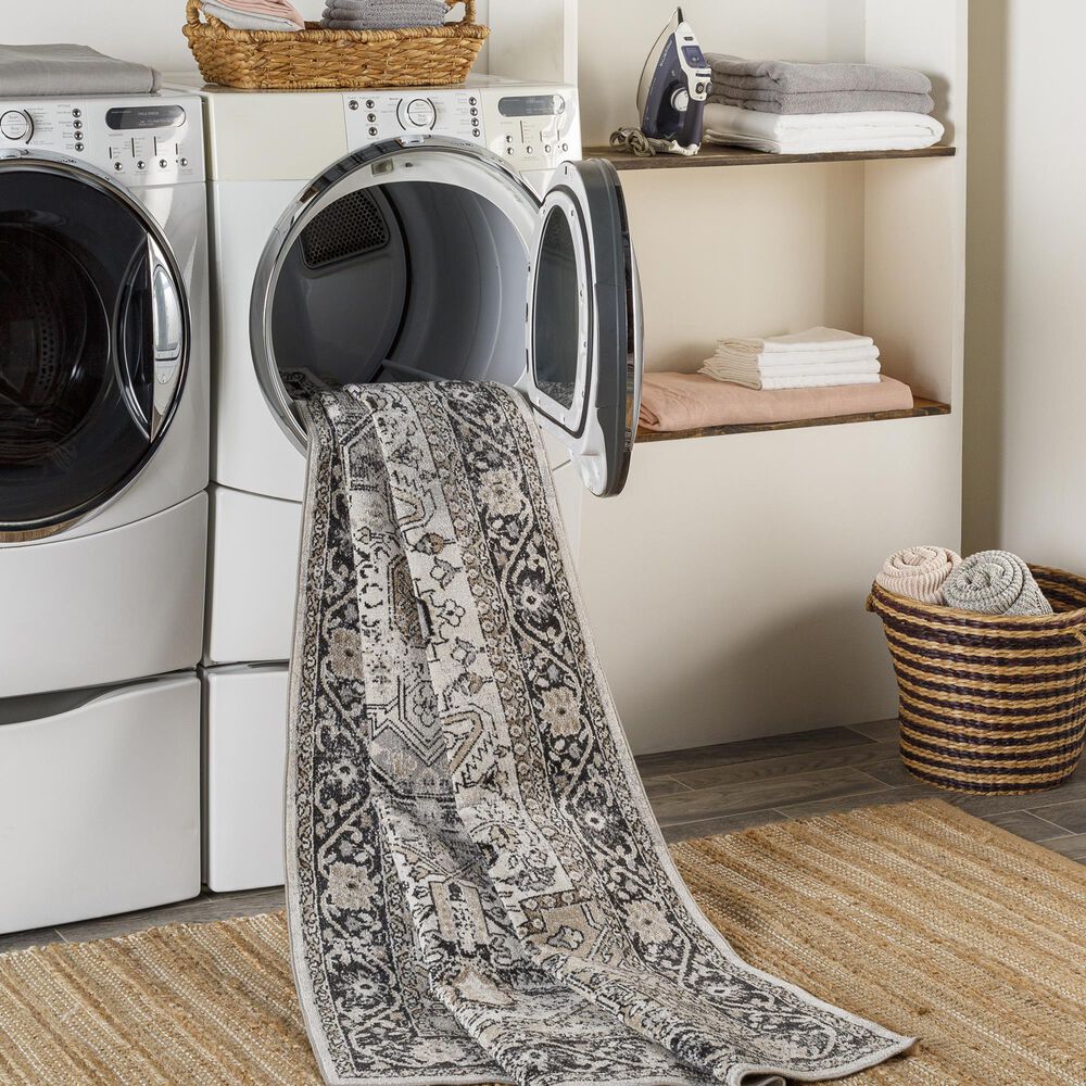Surya Lavadora 2&#39;7&quot; x 7&#39;3&quot; Black, Taupe, Light Beige and Gray Runner, , large