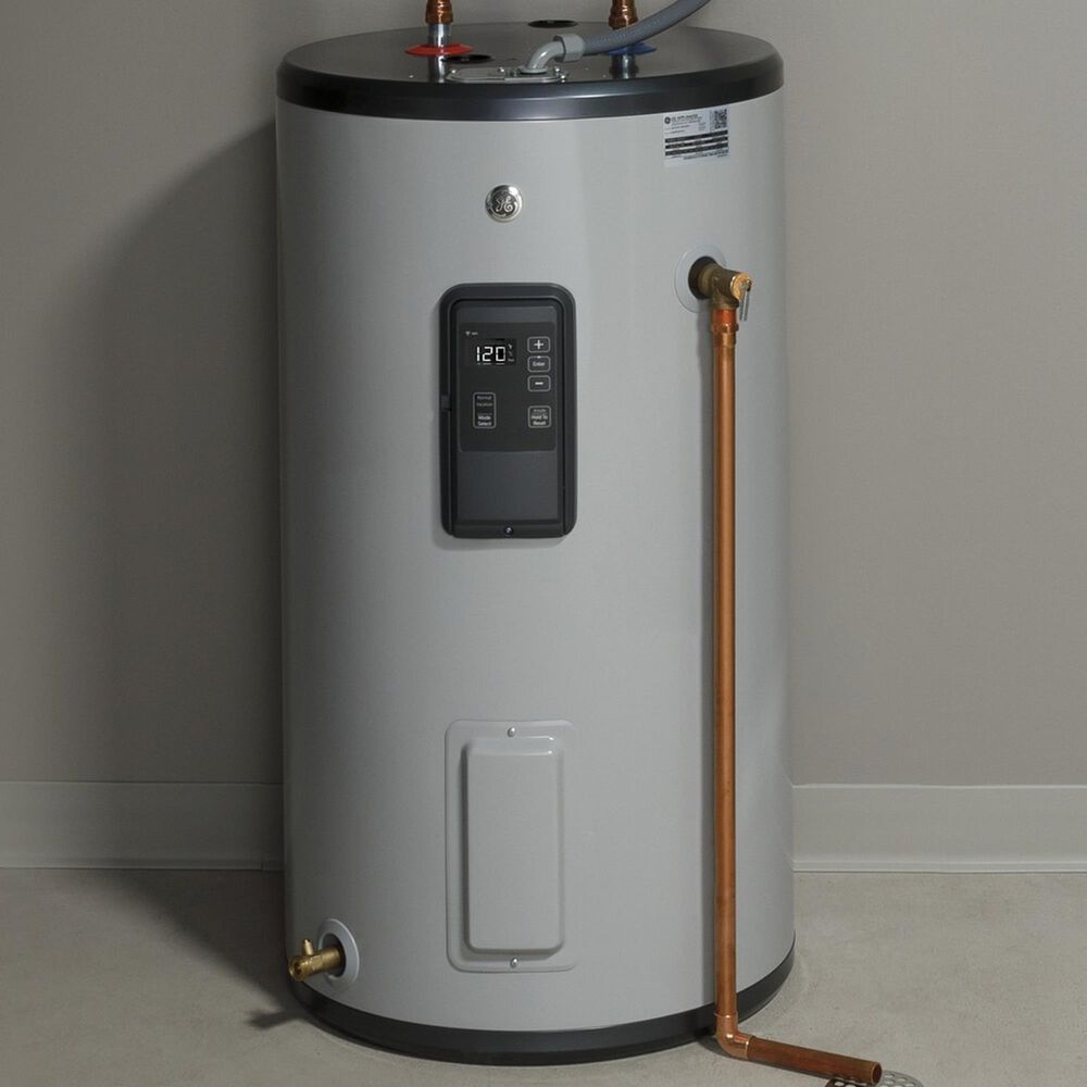 GE Appliances 30-Gallon Smart Short Electric Water Heater with Plastic Drain Valve in Gray, , large