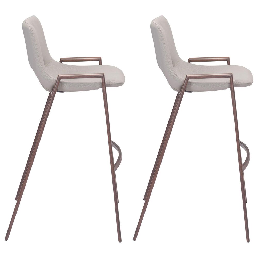Zuo Modern Desi Bar Chair in Beige and Dark Brown &#40;Set of 2&#41;, , large