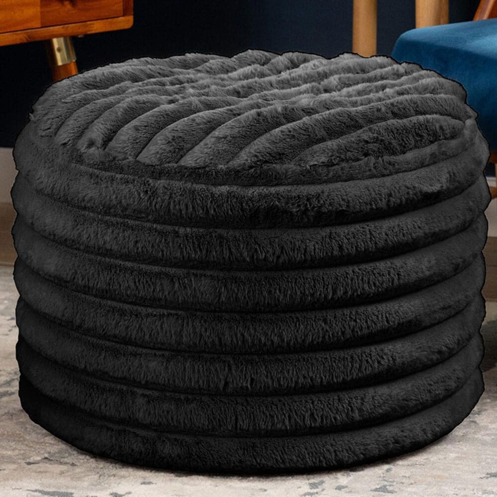 Jaxx Paran Round Ottoman in Mondo Black, , large