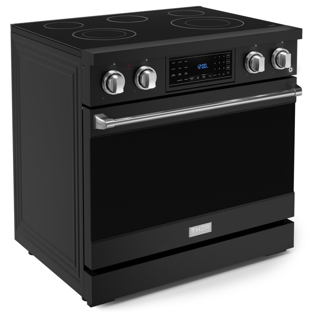 Thor Kitchen Gordon Ramsay 6 Cu. Ft. 36&quot; Professional Electric Range with Stainless Steel Handle Kit in Black, , large