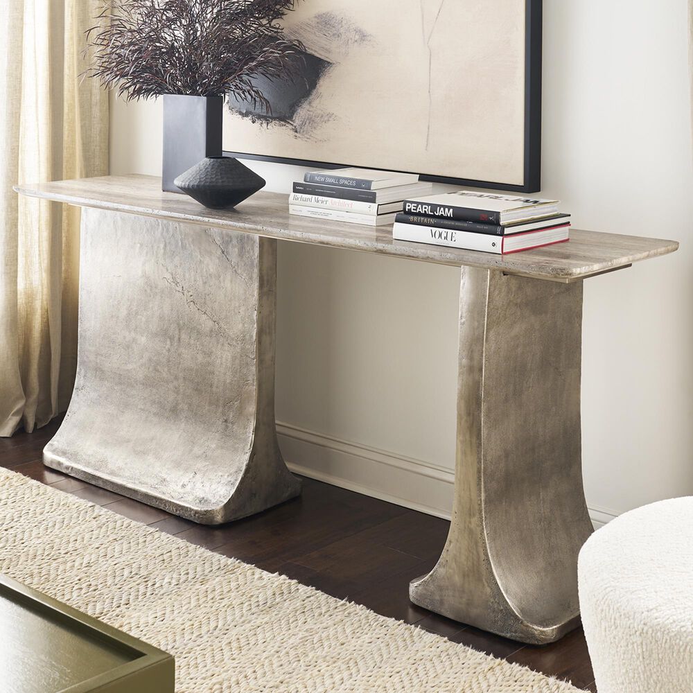 Vanguard Furniture Reveal Console Table in Metal and Stone, , large