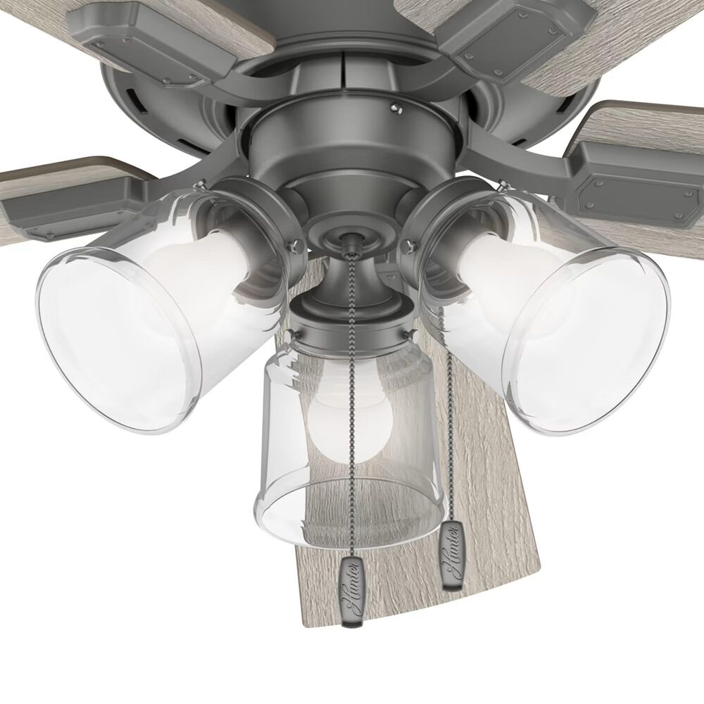 Hunter Crestfield 52&quot; Pull Chain Ceiling Fan with LED Lights in Matte Silver, , large