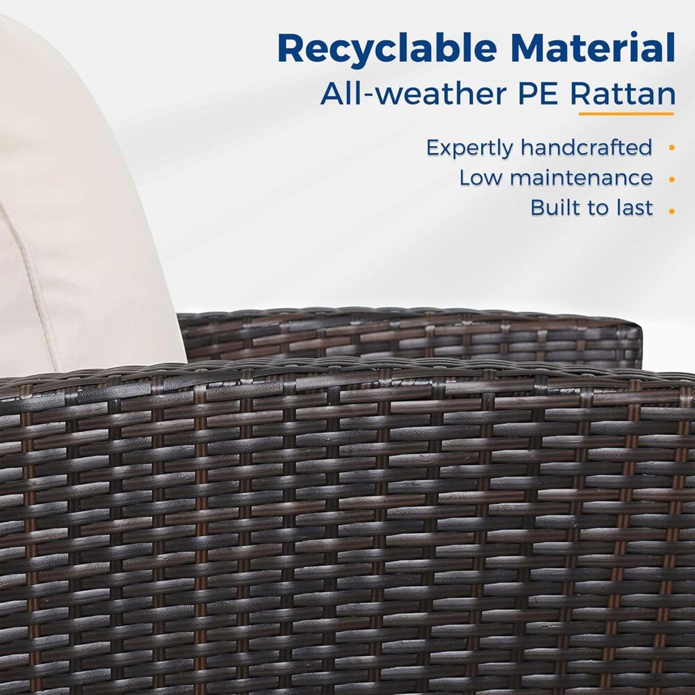 Hearth and Haven Outdoor Sofa with Black Wicker Frame in Beige, , large