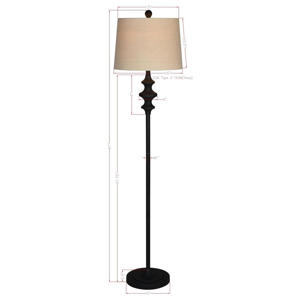 Southern Lighting Thaddeus Floor Lamp in Matte Black, , large