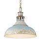 Golden Lighting Kinsley Large Pendant in Aged Galvanize Steel and Teal, , large