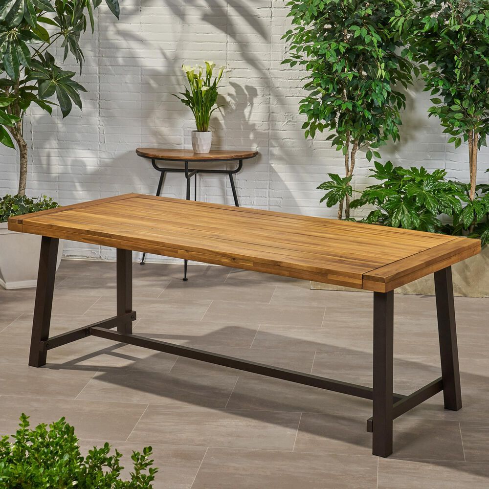 Noble House Carlisle Patio Dining Table in Sandblast Teak Brown, , large