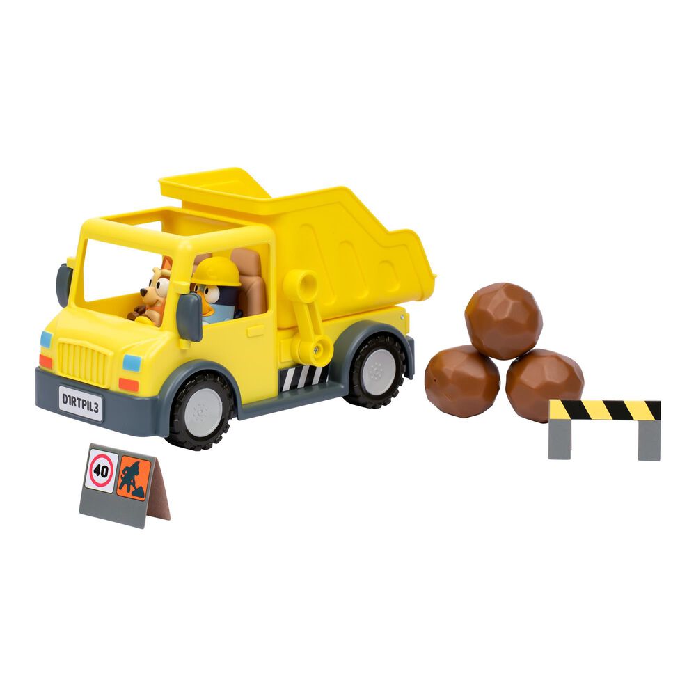 Bluey S12 Bluey Dump Truck Vehicle with Figures in Yellow, , large
