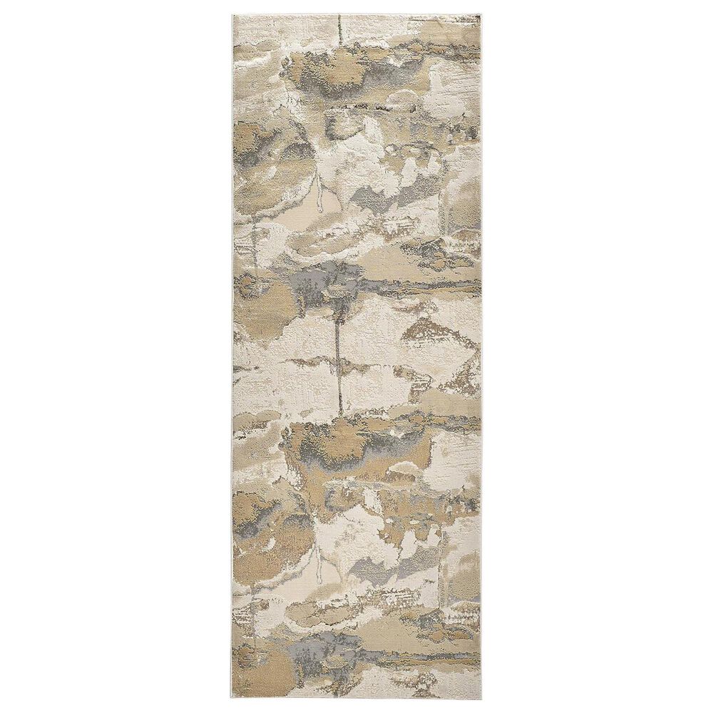 Feizy Aura Gold and Gray 2"10" x 7"10" Runner, , large