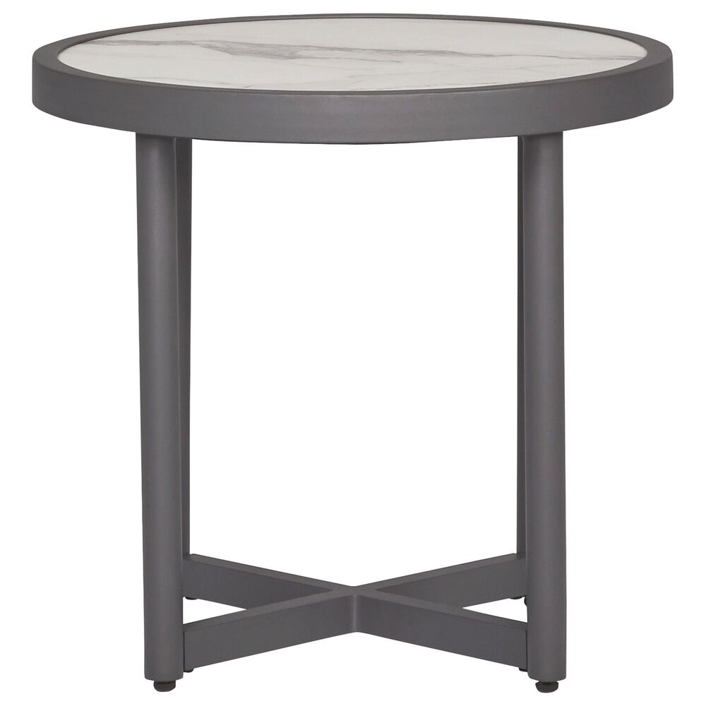 Ashley Ocean Beach Round End Table in Gray, , large