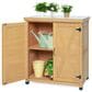 Hearth and Haven Outdoor Wooden Storage Cabinet with Metal Top and Adjustable Protective Footpad in Light Brown, , large