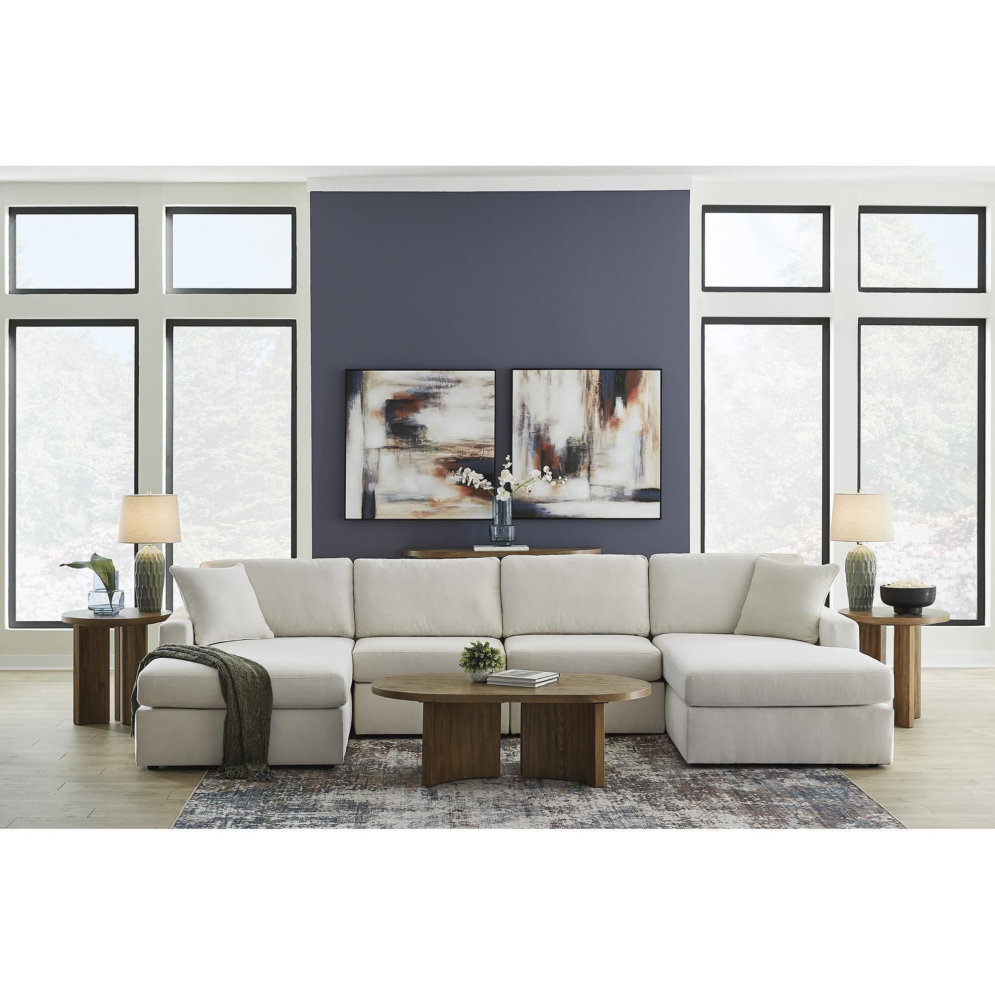 Ashley Modmax 4-Piece Sectional with Double Chaise in Oyster