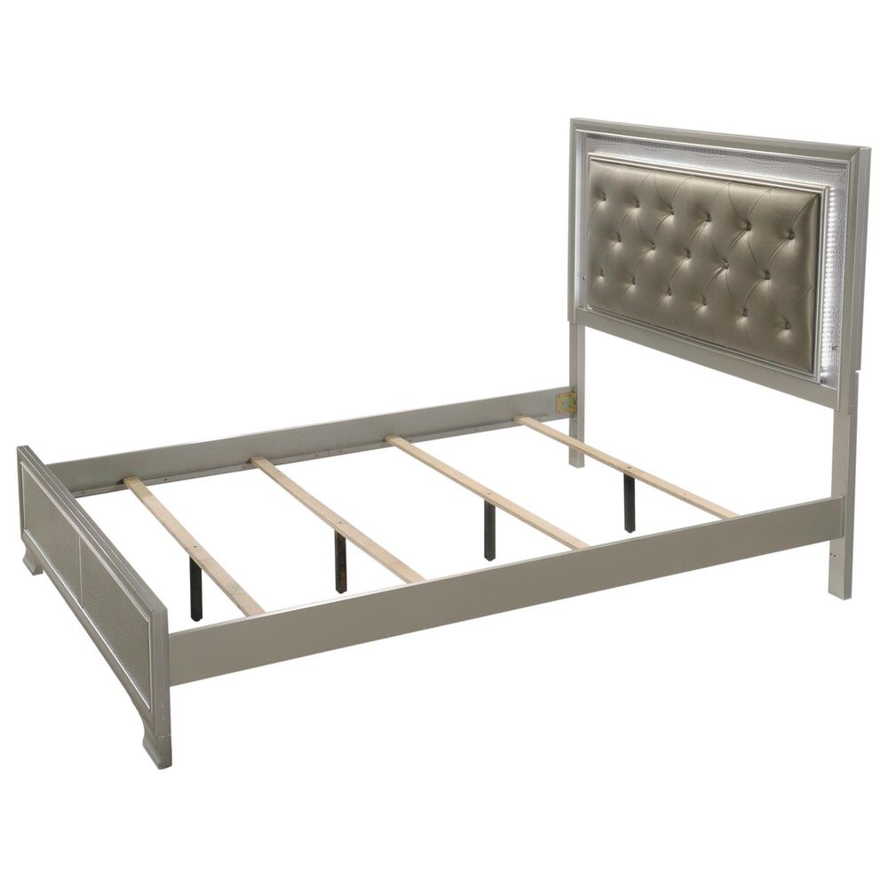 Crown Mark Lyssa Queen Panel Bed with Two Nightstands in Champagne, , large