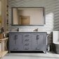 Lexora Home Jacques 60" Double Bathroom Vanity in Dark Grey with 2 cm White Carrara Marble Top and Rectangular Sinks, , large