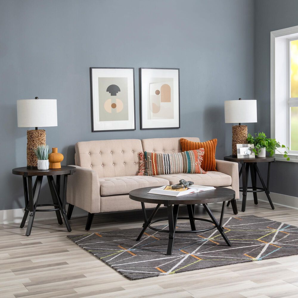 Linon Home Decor Glenroy 3-Piece Occasional Table Set in Charcoal Brown and Charcoal Grey, , large