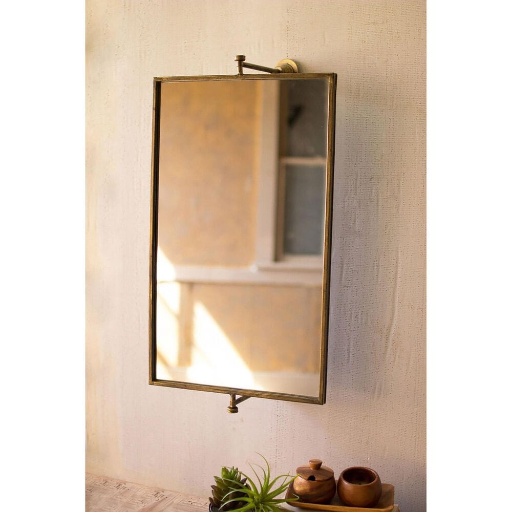 Kalalou Rotating Wall Mirror in Brass, , large