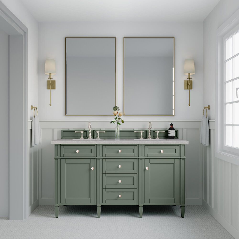 James Martin Brittany 60" Double Bathroom Vanity in Smokey Celadon with