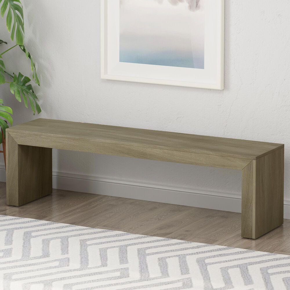Hearth and Haven 63" Dining Bench in Grey and Taupe, , large