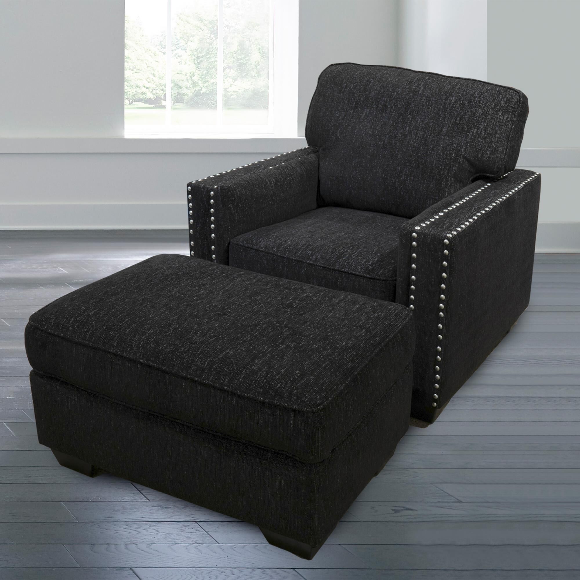 Ashley Jasmine Peaks Chair and a Half in Coal