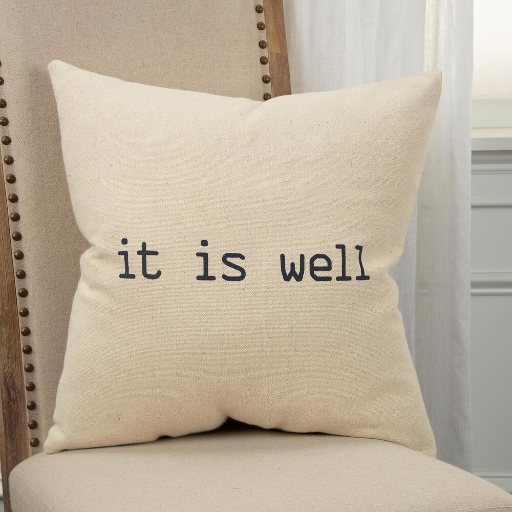 Rizzy Home Sentiment 20" Down Filled Pillow in Natural, , large