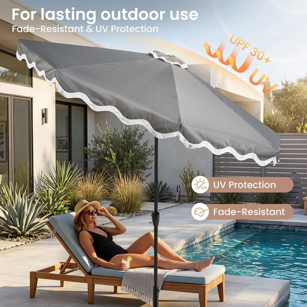 HOMLUX 10' Patio Umbrella with Lights in Dark Gray, , large